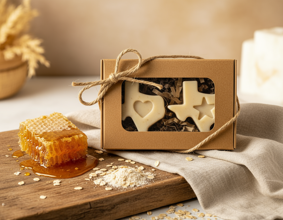 Enhanced 2-soap honey oatmeal gift box product photo