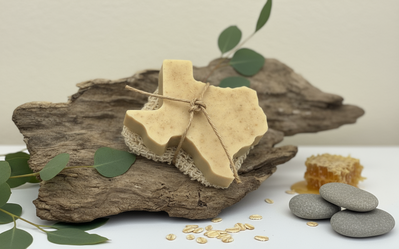 Enhanced 5 oz eucalyptus honey oatmeal soap product photo