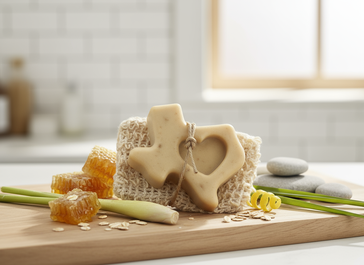 Enhanced lemongrass honey oatmeal soap product photo